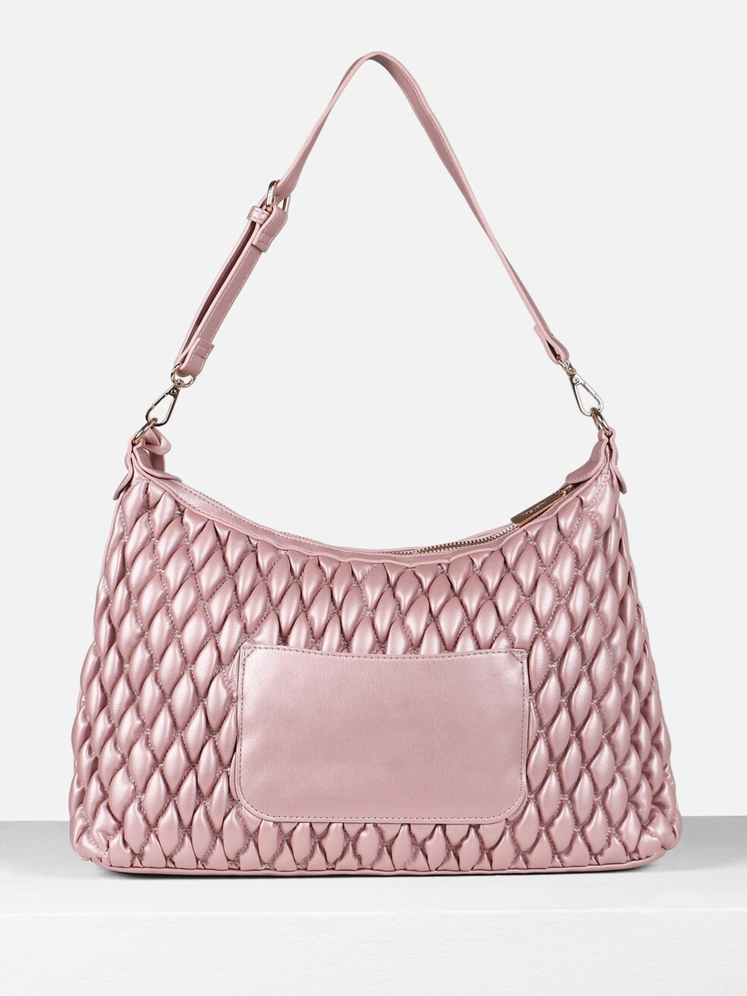 Allen Solly Pink Textured Medium Shoulder Handbag