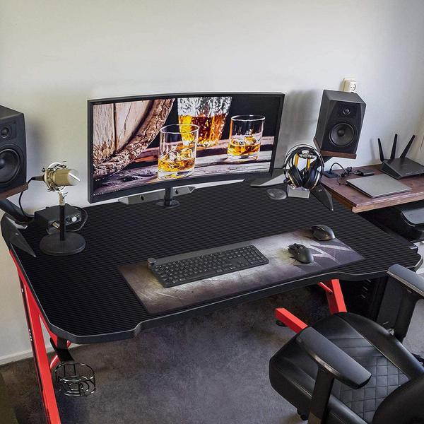 Gaming Desk 47.2" W x 23.6" D Office Computer Table, Black Gamer Workstation with 2 Cable Management Holes