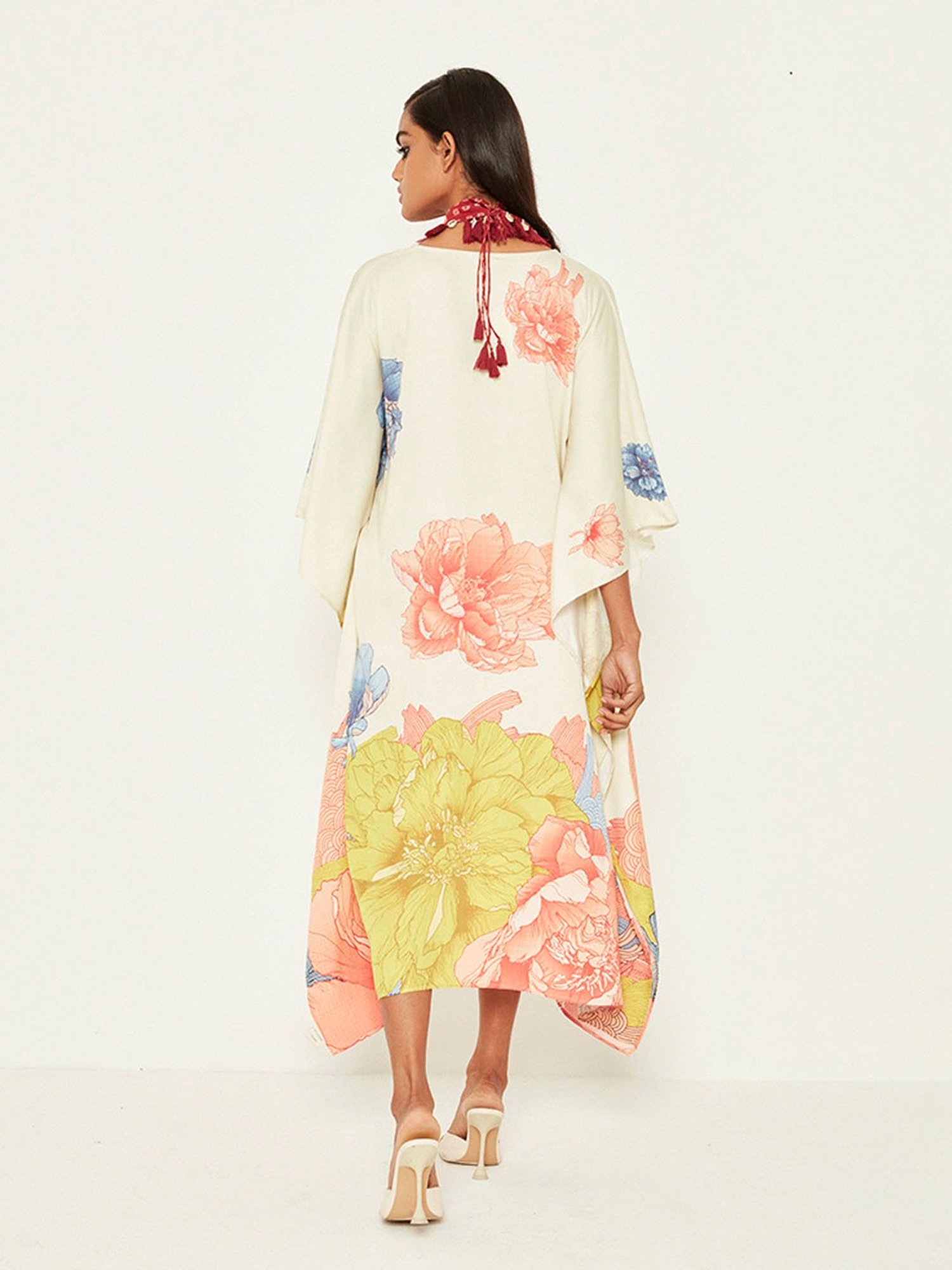 ANCESTRY Multicolor Floral Print Kaftan Dress