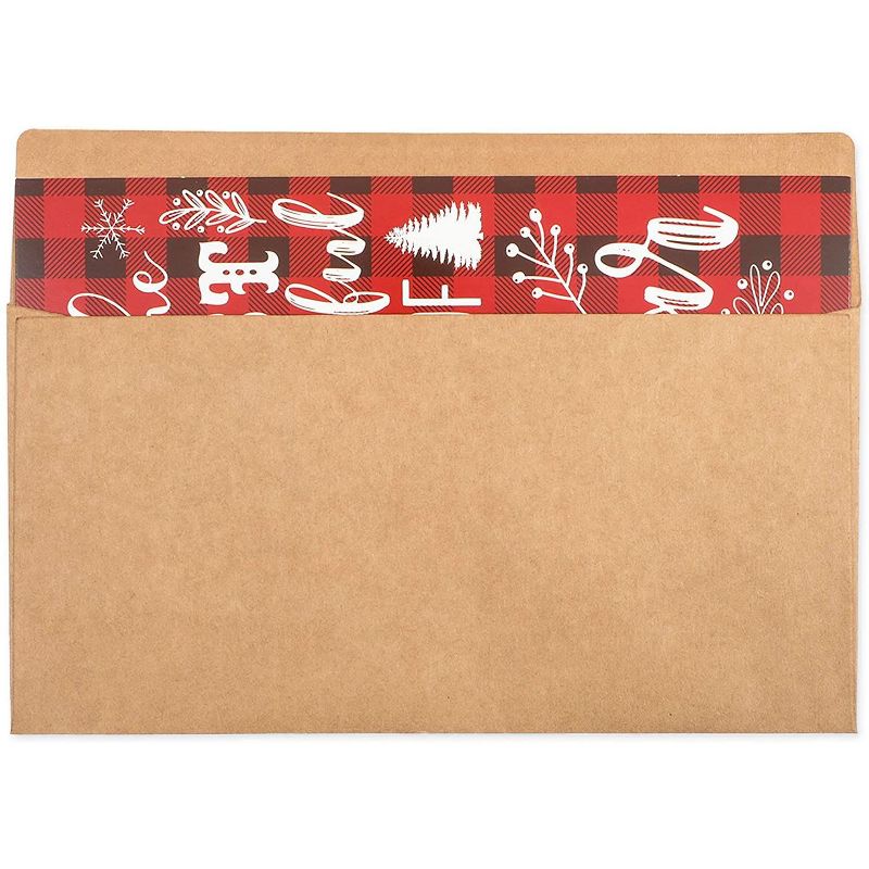 Pipilo Press 36-Pack Christmas Money Cards with Envelopes with Stickers, Buffalo Plaid (3.6 x 7.25 in)