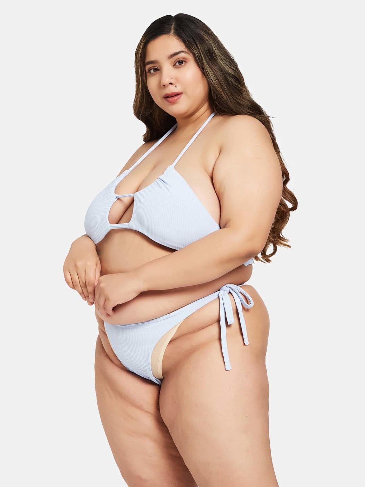 Secrets By ZeroKaata Mild Blue Plain Swimwear Bra Panty Set