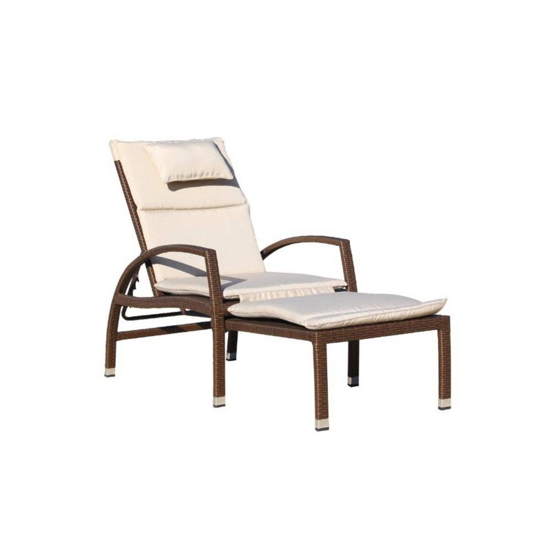 Beach Front Deck Chair To Chaise Lounge Combo - Brown - Courtyard Casual