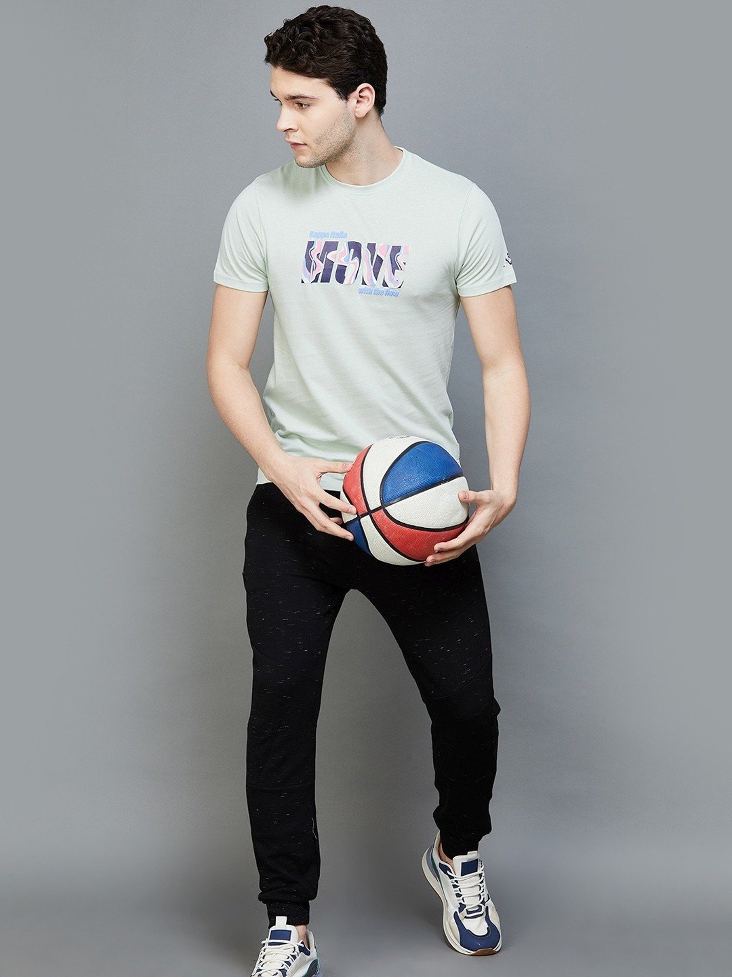 KAPPA Turquoise Regular Fit Printed T-Shirt