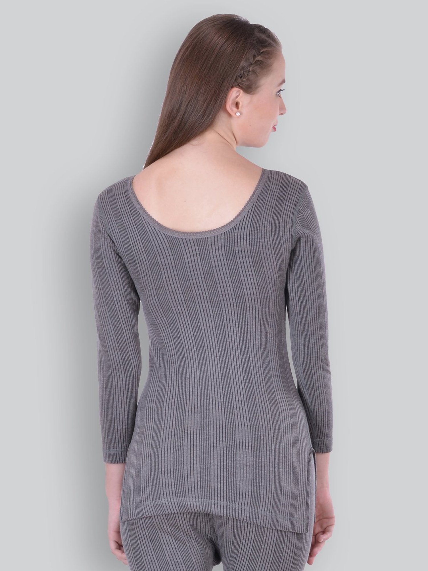 LUX Inferno Grey & Off-White Striped Thermal T-Shirt - Pack Of 2