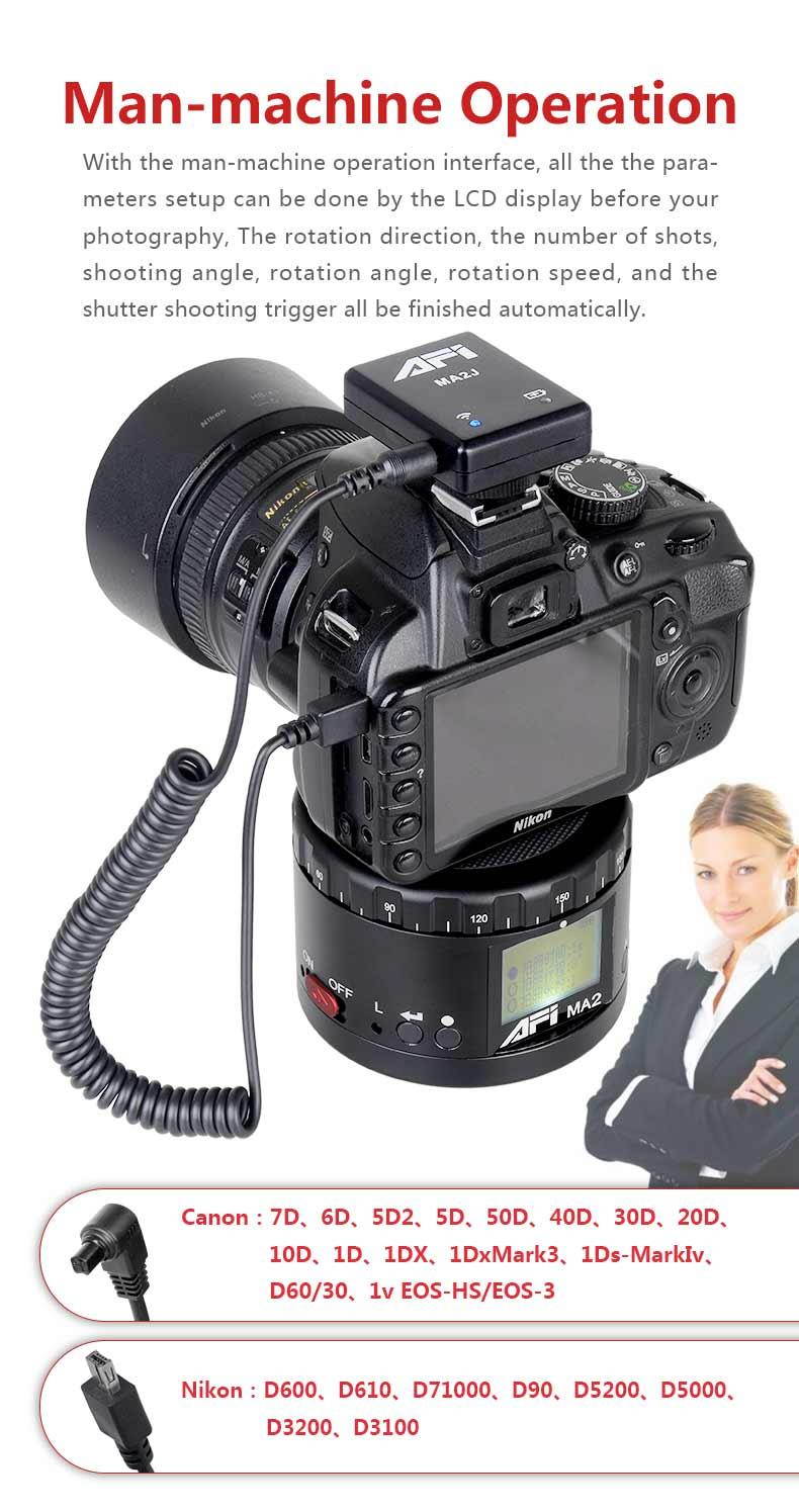 AFI MA2 Metal Electric Head Panoramic Gimbal Camera Stablizer 360 Degree Time Lapse Shooting Lasting Life HD Display For Canon Nikon Sony DSLR