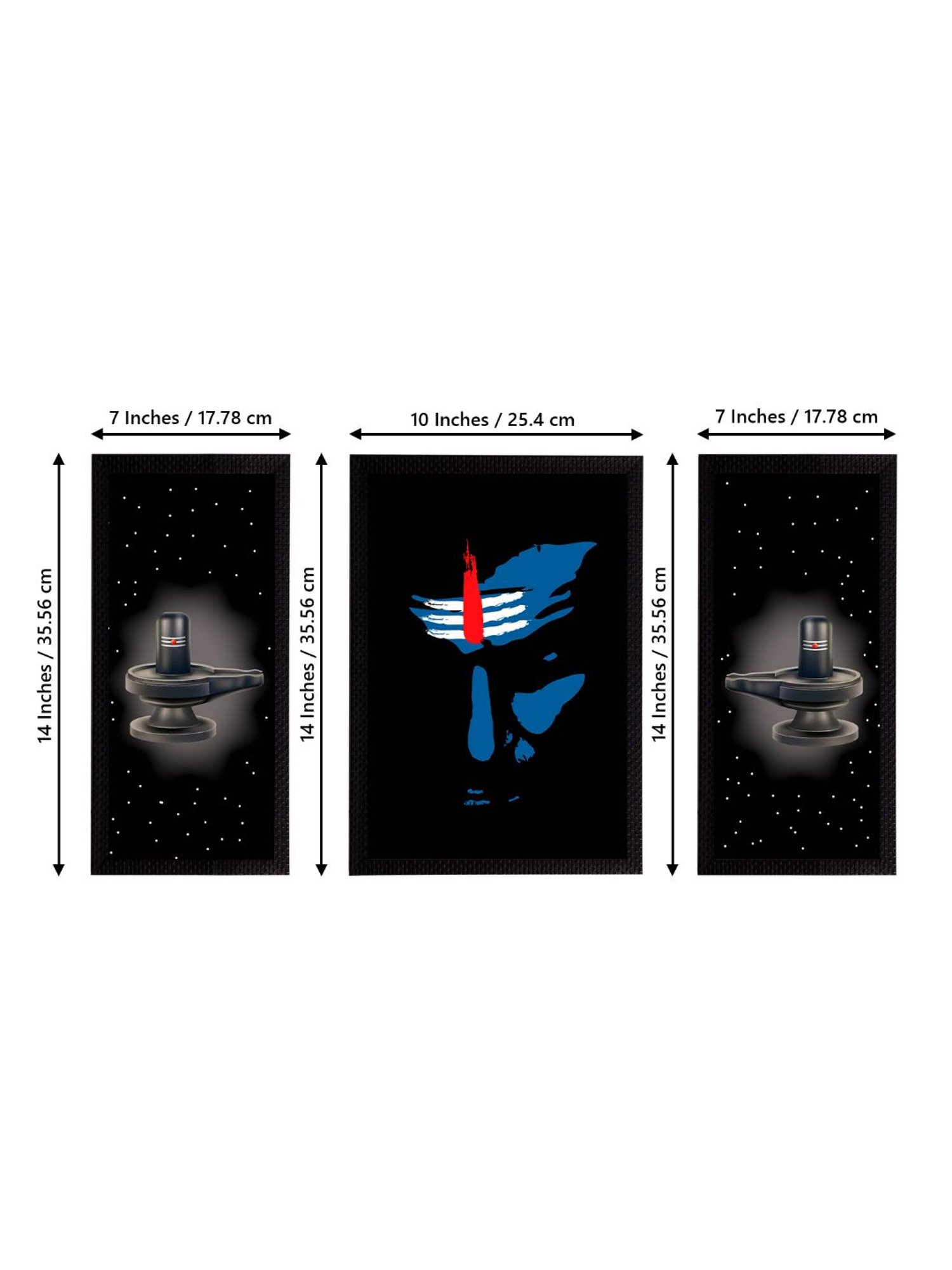 eCraftIndia Set of 3 Lord Shiva Satin Matt Textured UV Art Painting