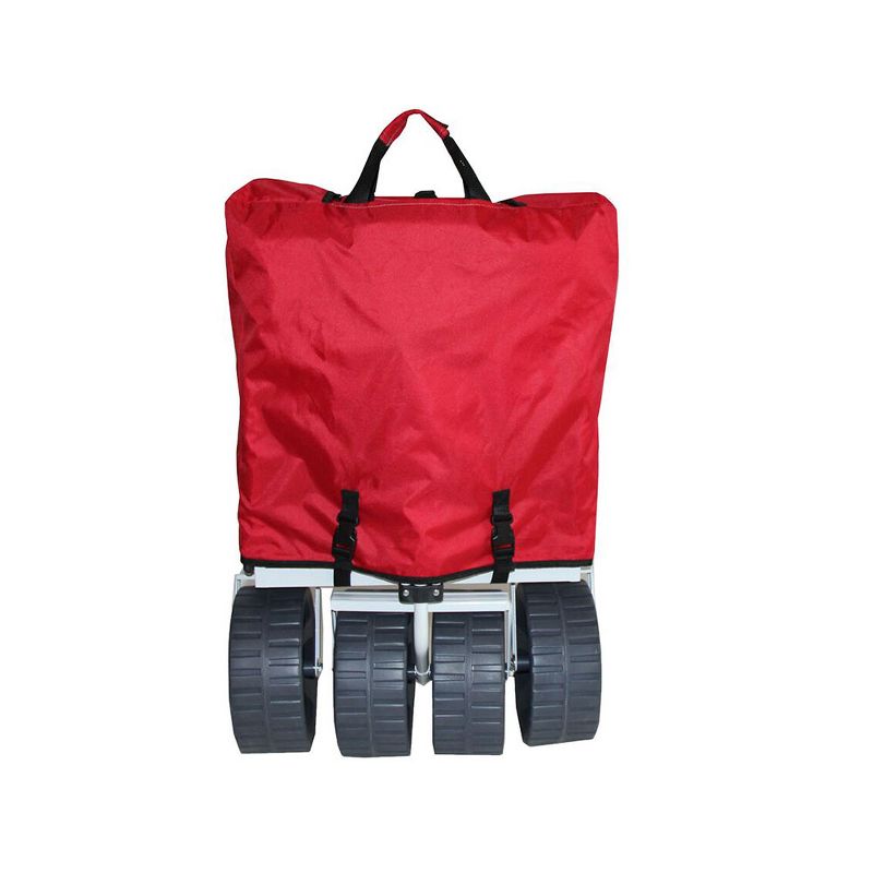 Mac Sports Heavy Duty Collapsible Folding All Terrain Beach Wagon, Red and Grey