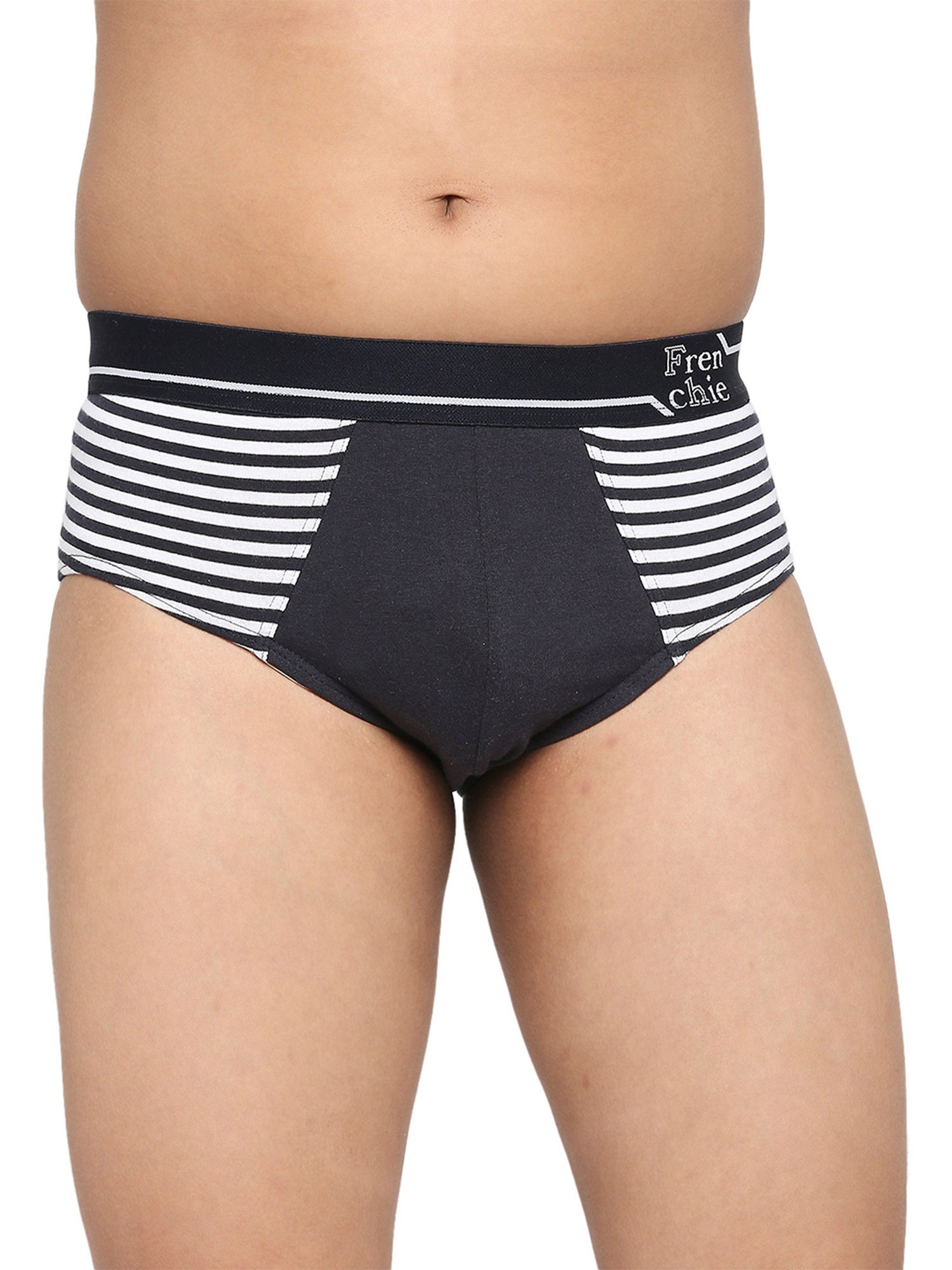 Frenchie Kids Black & Orange Striped Briefs (Pack Of 2)