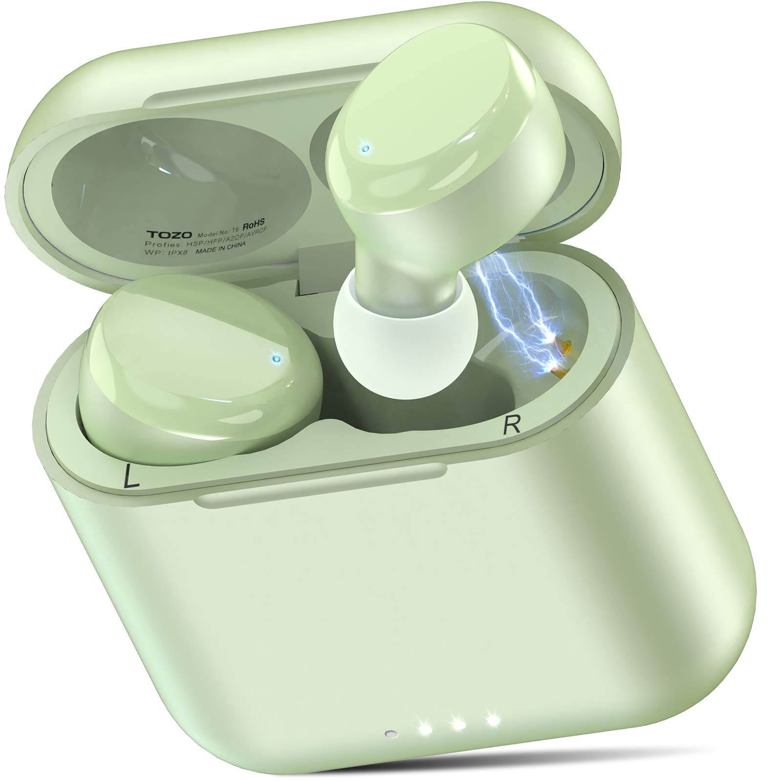 TOZO T6 True Wireless Earbuds Bluetooth Headphones Touch Control with Wireless Charging Case IPX8 Waterproof  Stereo Earphones in-Ear Built-in Mic Headset Premium Deep Bass for Sport