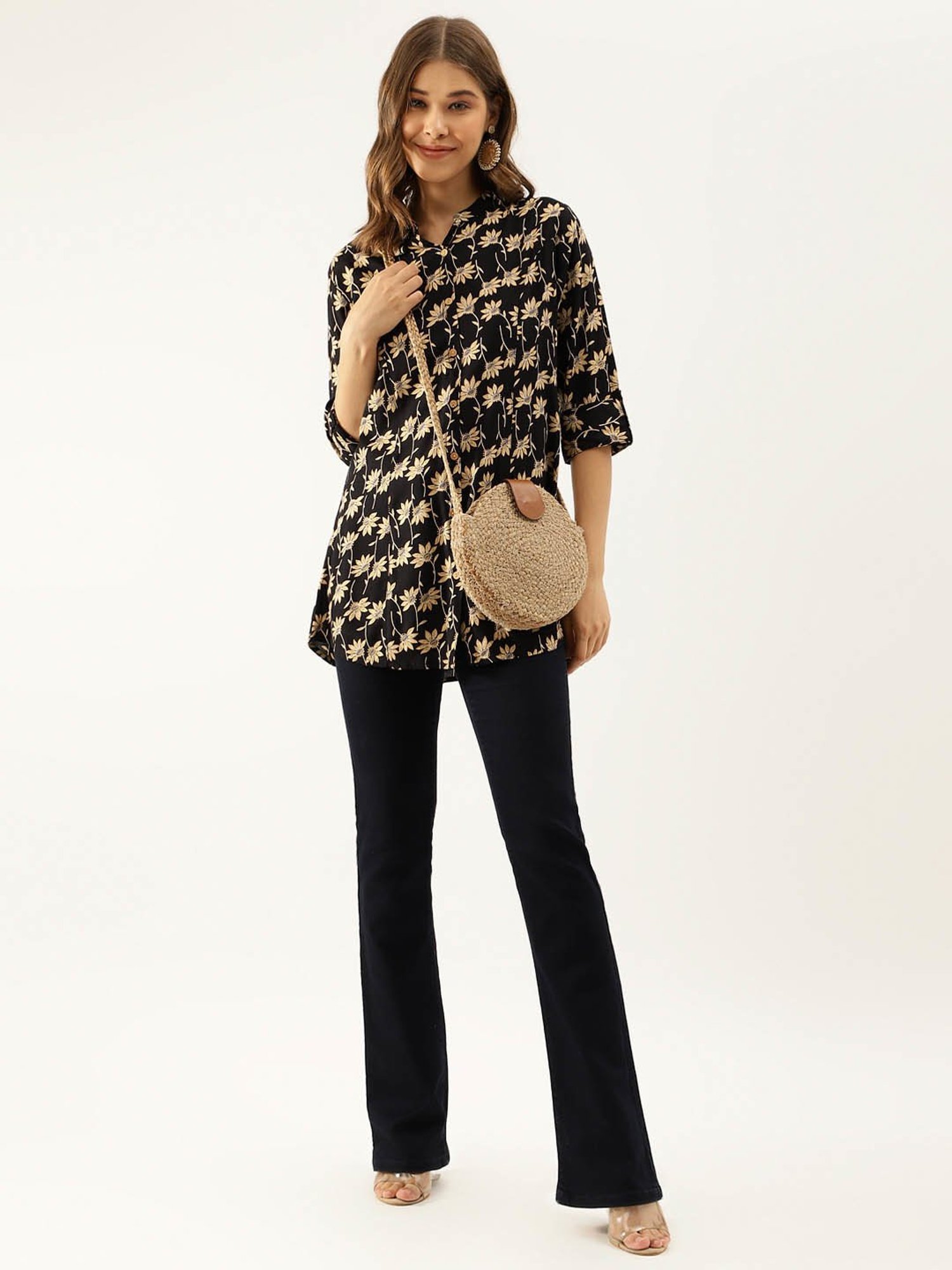 Divena Black Printed Top