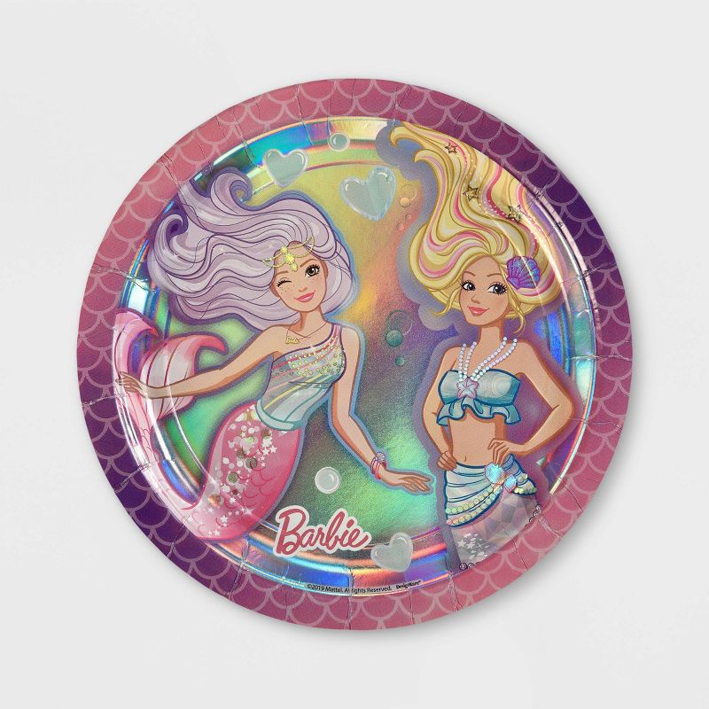 9" Barbie Mermaid Paper Dinner Plates - Mattel