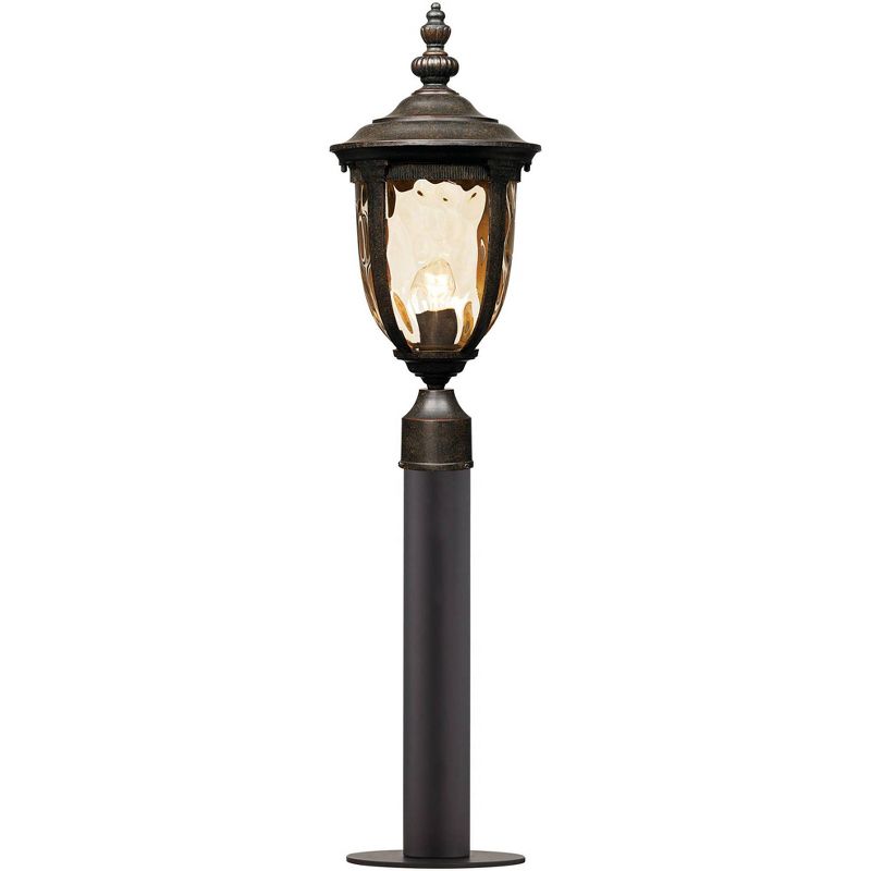 John Timberland Outdoor Post Light Fixture LED Veranda Bronze 37" Clear Hammered Glass for Exterior House Porch Patio Garden Yard
