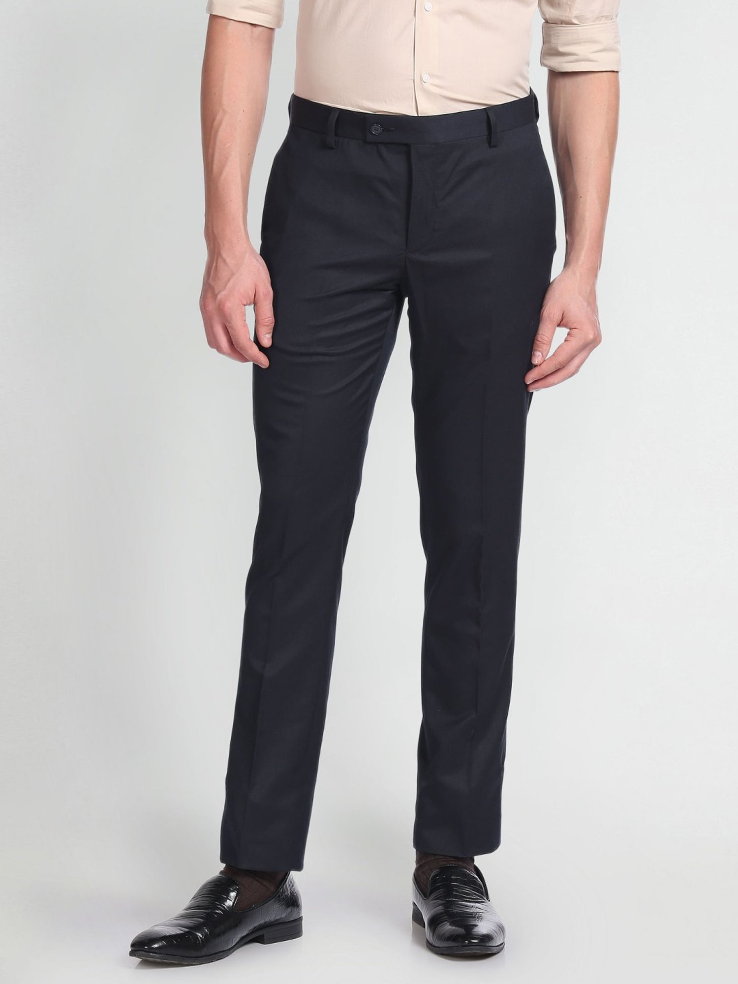 Arrow Navy Regular Fit Trousers