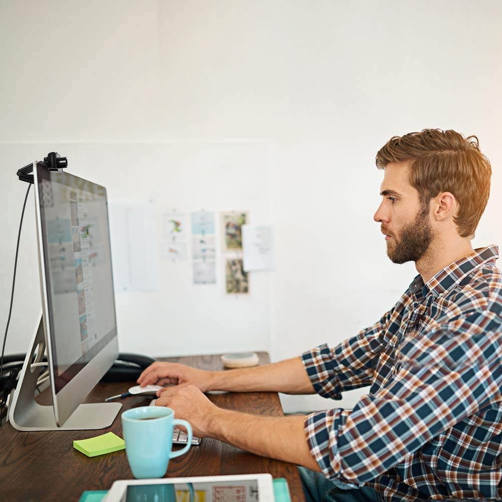 Webcam with Microphone, Full HD 1080P Computer Webcam, USB 2.0 PC Web Camera for Streaming, Video Calling, Studying, Conference, Recording, Live Streaming, Gaming with Rotatable Clip