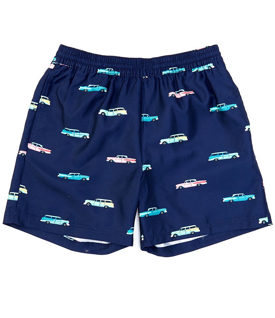 Caribbean Big & Tall Mini Cars Print 6#double; and 8#double; Inseam Swim Trunks