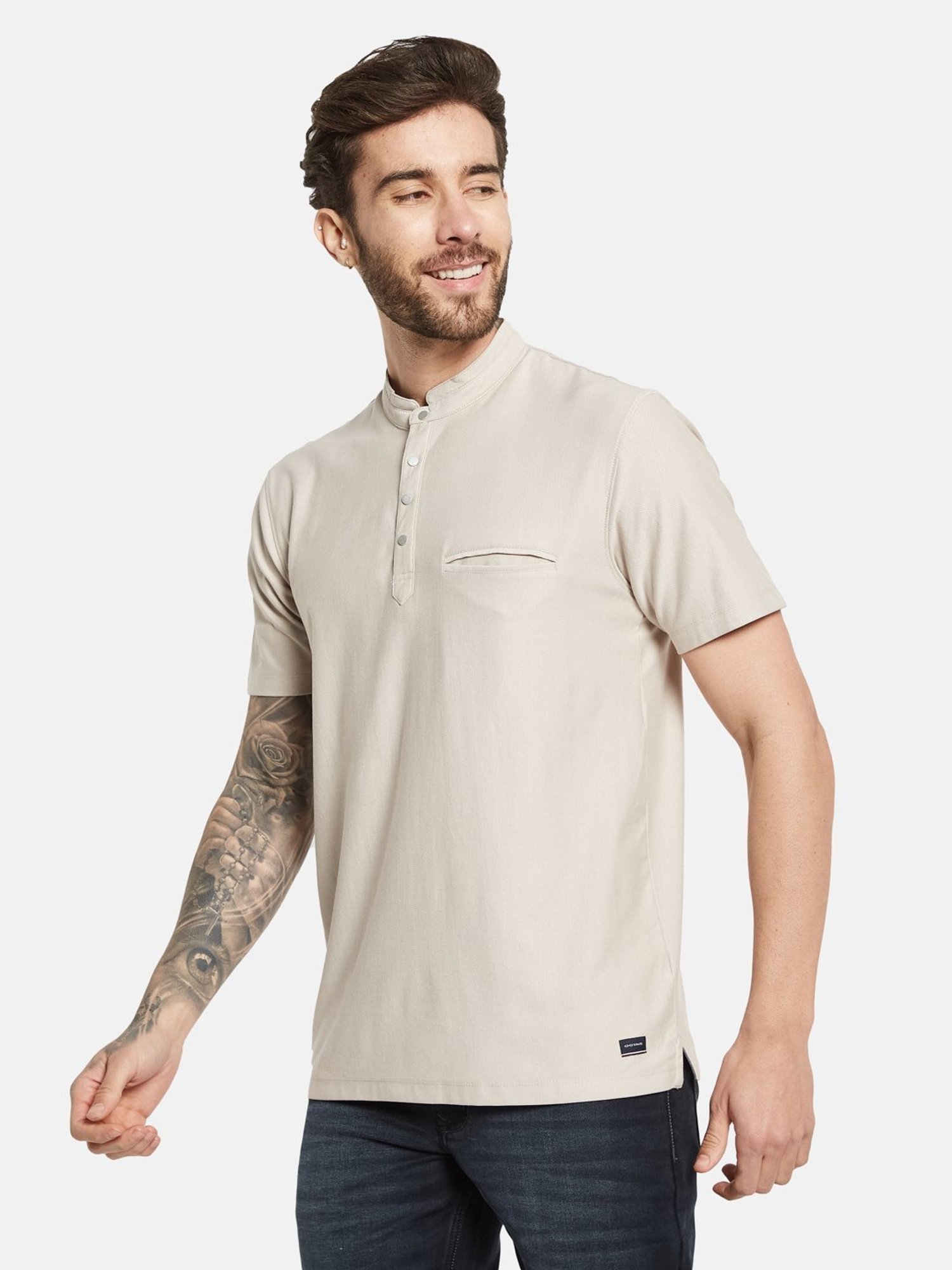 Octave Mastic Cotton Regular Fit Henley T-Shirt