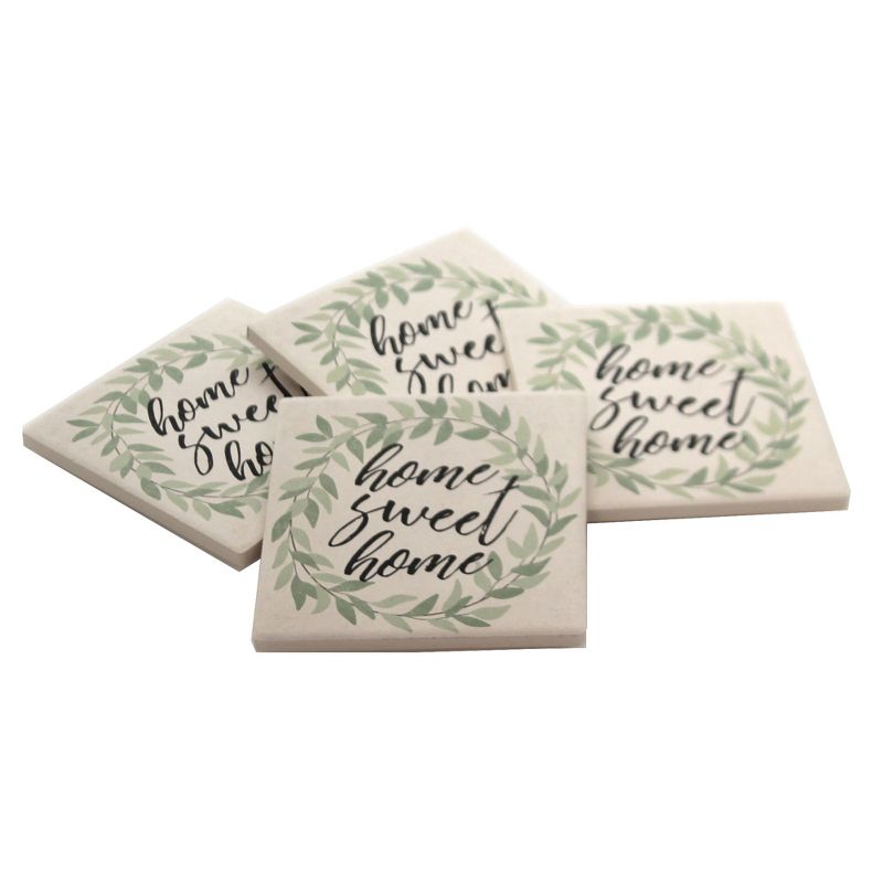 Tabletop 4.0" Home Sweet Home Coaster Set Absorbent St/4 Carson Home Accents  -  Coasters