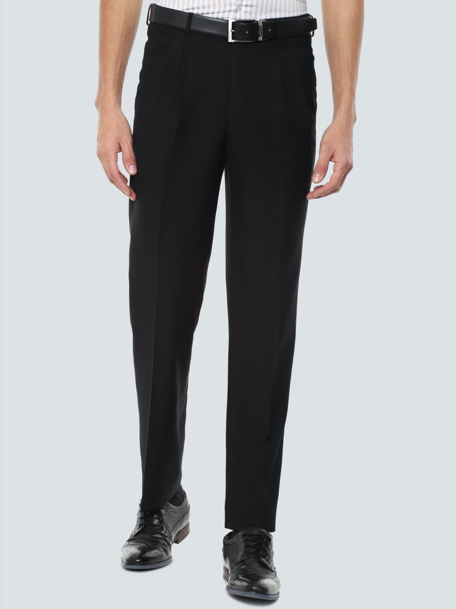 Louis Philippe Black Regular Fit Pleated