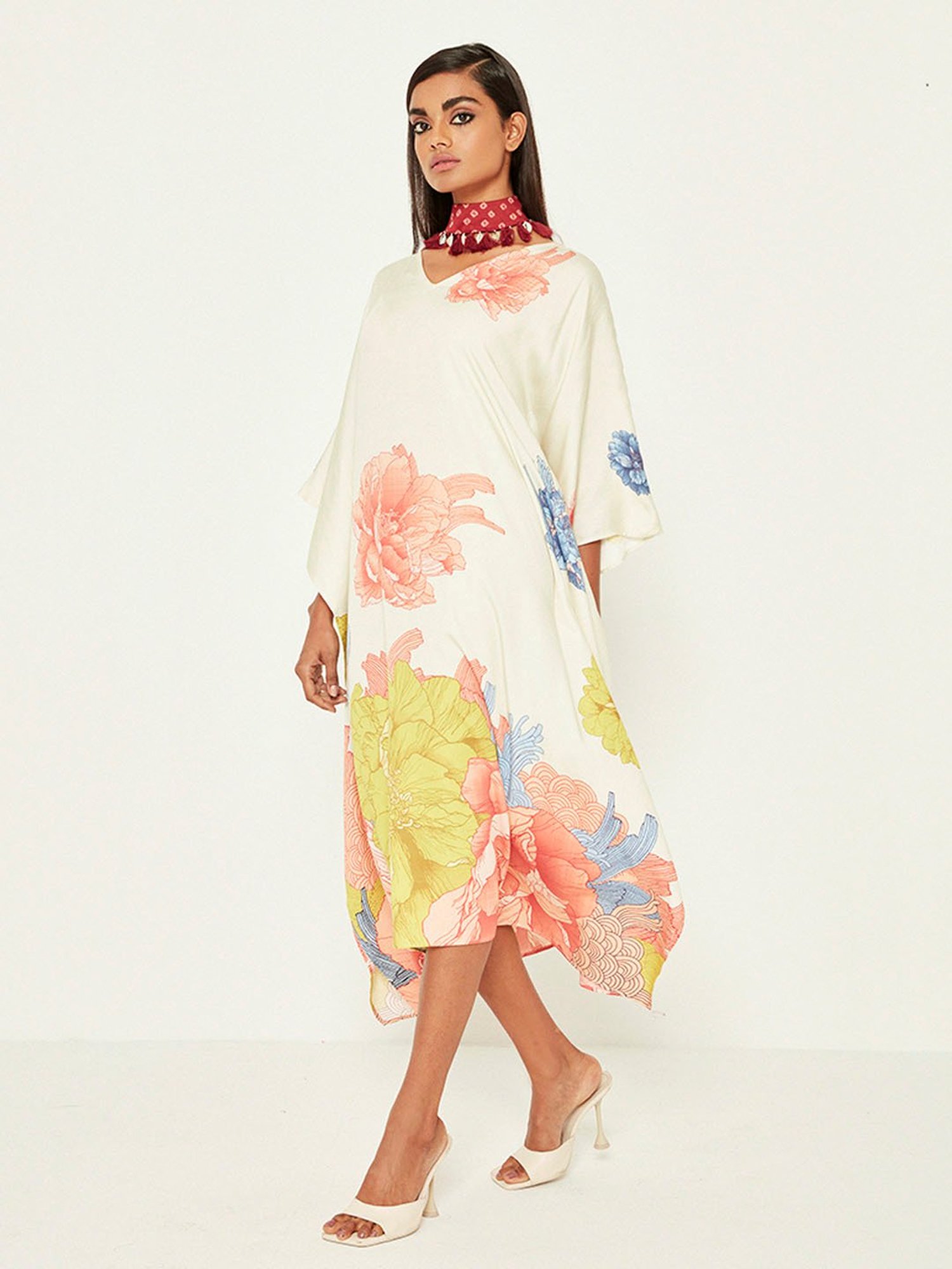 ANCESTRY Multicolor Floral Print Kaftan Dress