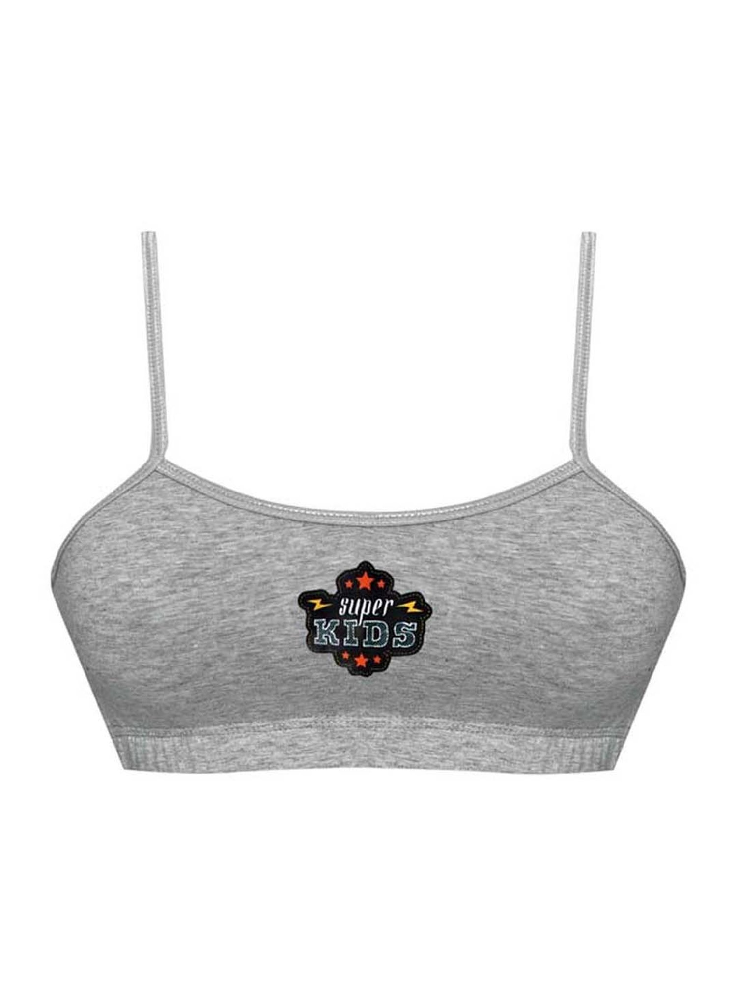 Tiny Bugs Kids Grey Cotton Printed Sports Bra