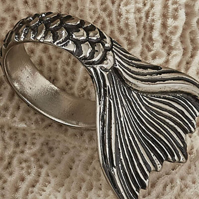 Split P Mermaid Napkin Ring Set - Silver
