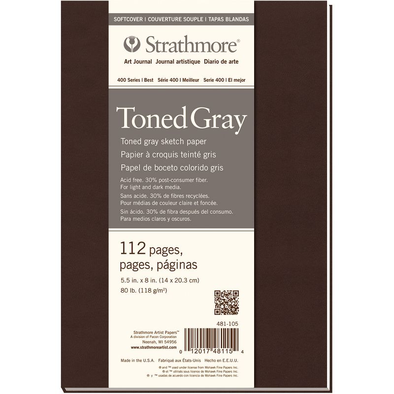 Strathmore Toned Sketch Softcover Journal 5.5"X8"-Gray 56 Sheets