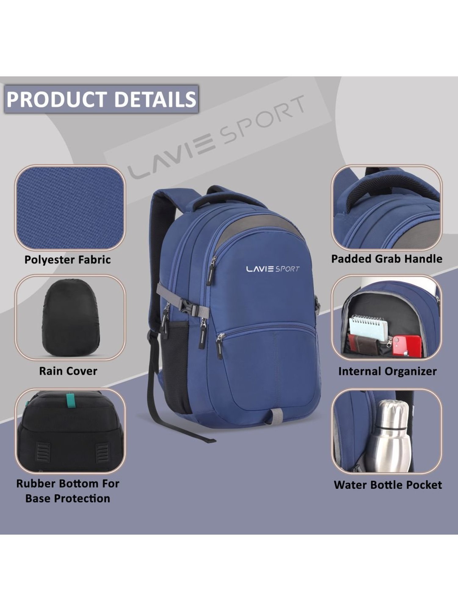 LAVIE SPORT Navy Solid Laptop Backpack