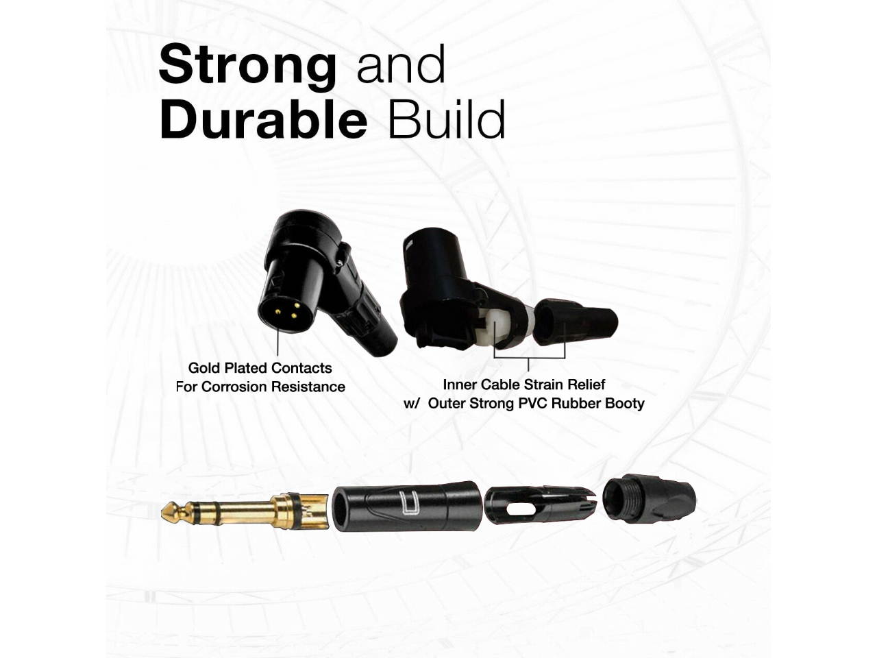 Right Angle 3-Pin XLR Male to 1/4" TRS Balanced Stereo Cable Custom Length Color