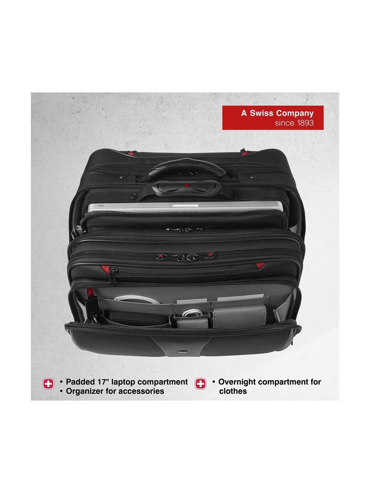 Wenger Patriot Black 2 Wheels Medium Soft Cabin Trolley - 43 cm