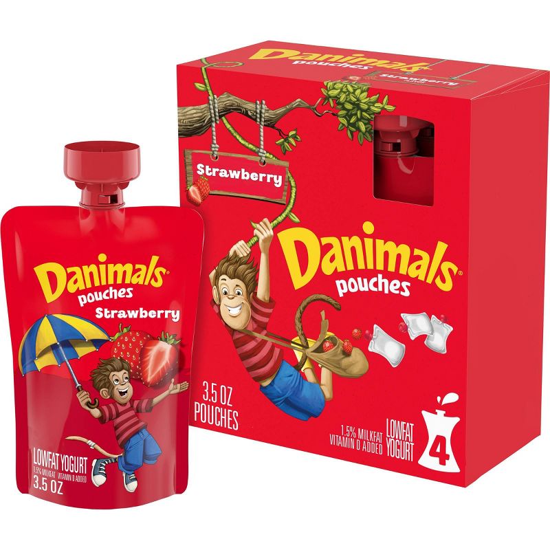 Dannon Danimals Strawberry Kids' Yogurt Pouches - 4pk/3.5oz pouches