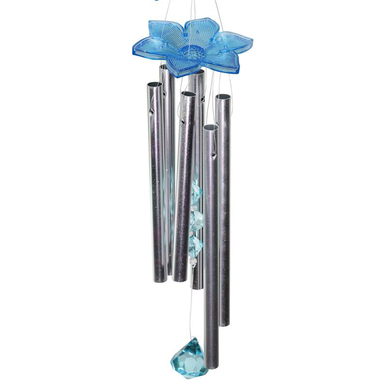 24" Metal Bird Spinning Wings Wind Chime Blue - Exhart
