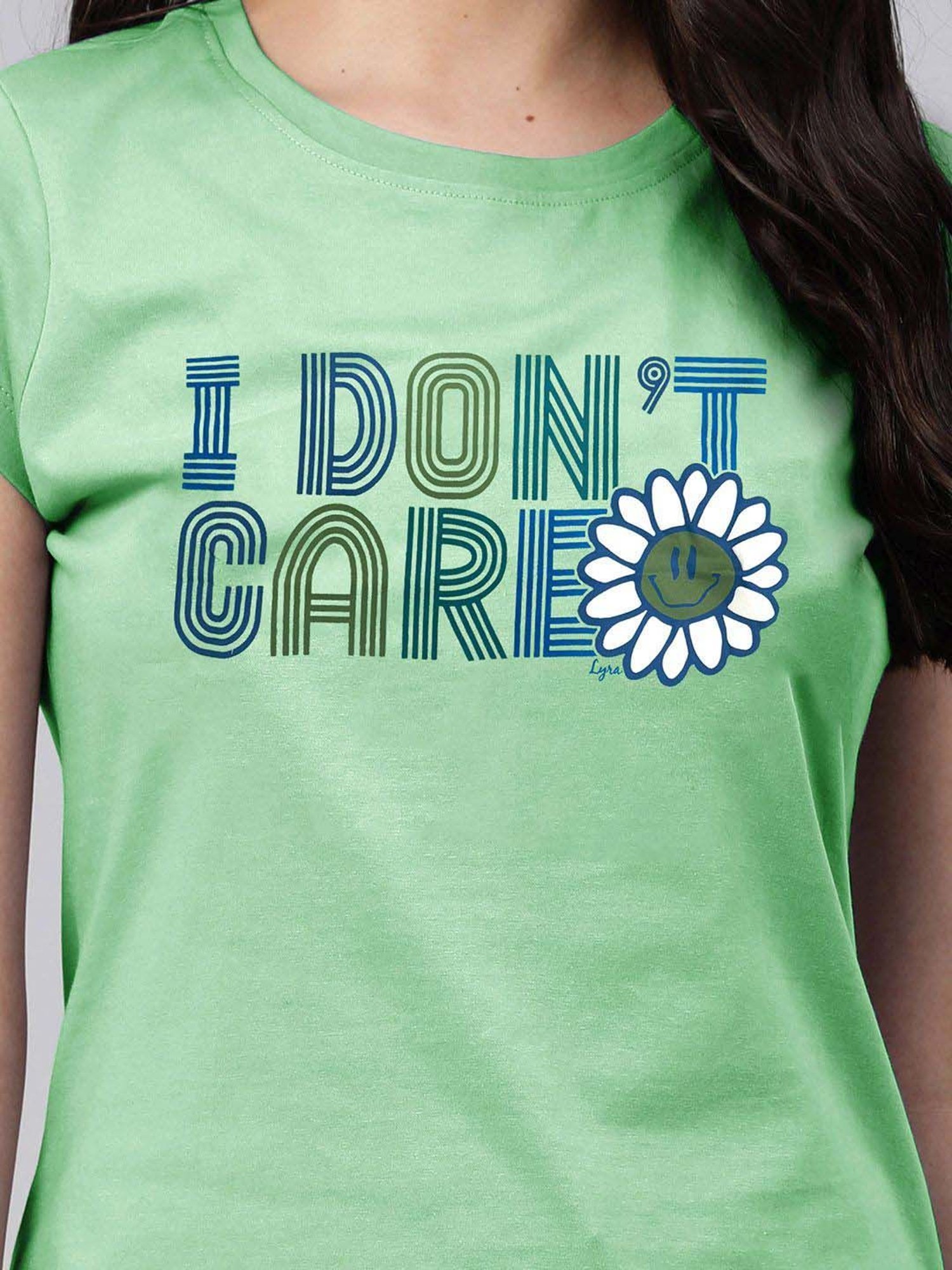 Lyra Green Cotton Printed T-Shirt