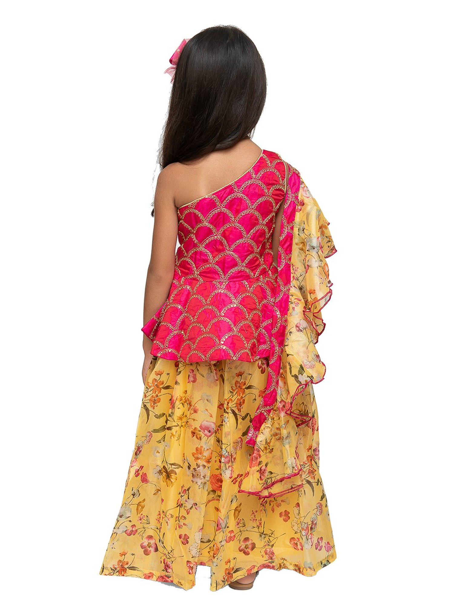 Fairies Forever Kids Yellow Printed Top With Dhoti