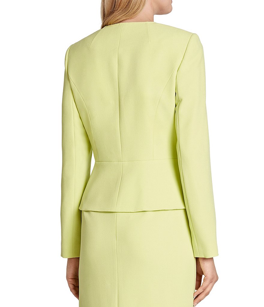 Eva Varro Solid Knit Jersey Notch Lapel Collar Two-Button Jacket