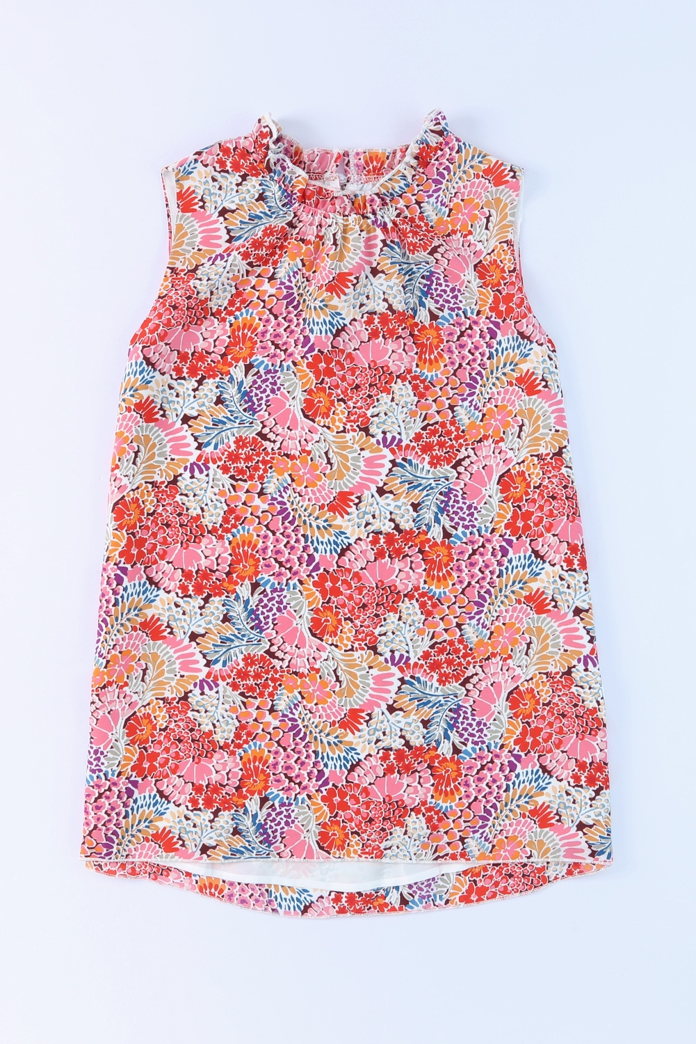 Multicolor Floral Print Casual Sleeveless Shirt for Women