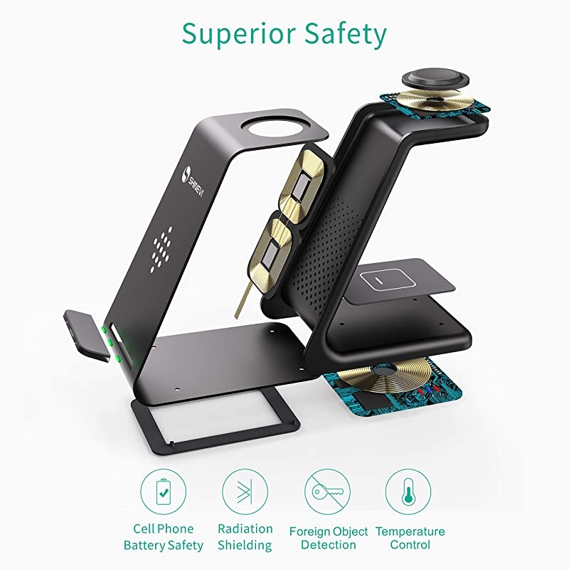 Wireless Charger Stand 3 in 1 QiCertified Wireless Charging Station for Apple Watch 5432 AirPods ProFast Charger Dock for iPhone 1212PRO11 Pro MaxXXSXRXs Max8Plus Samsung S20 S10