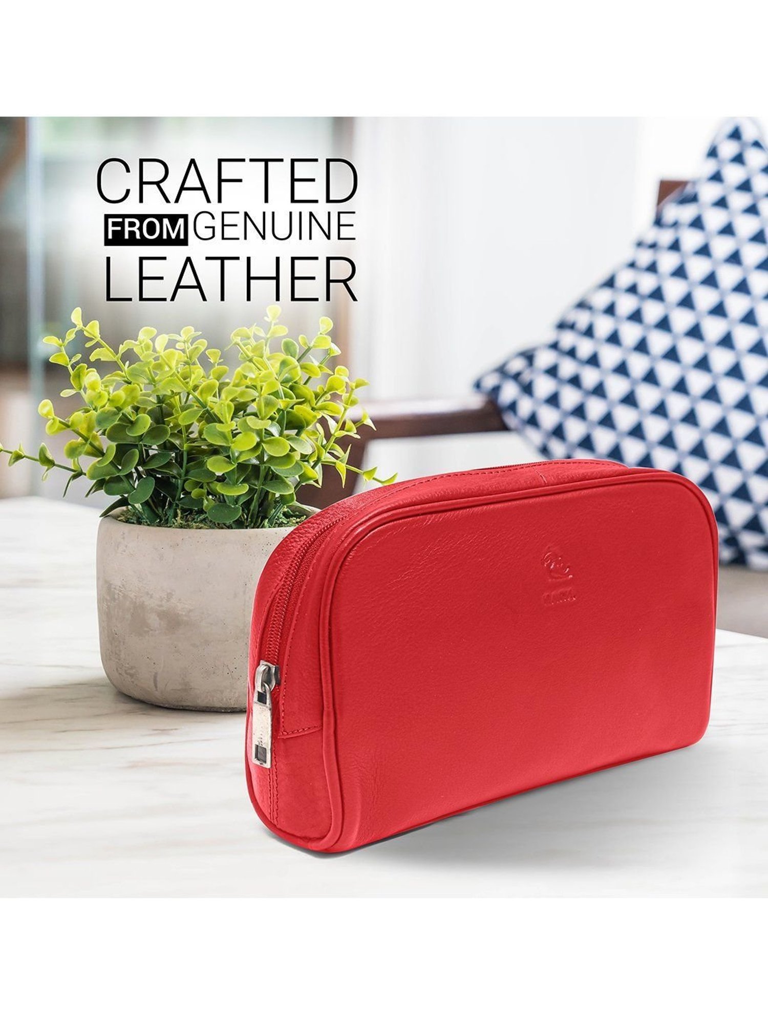 Kara Red Unisex Leather Pouch
