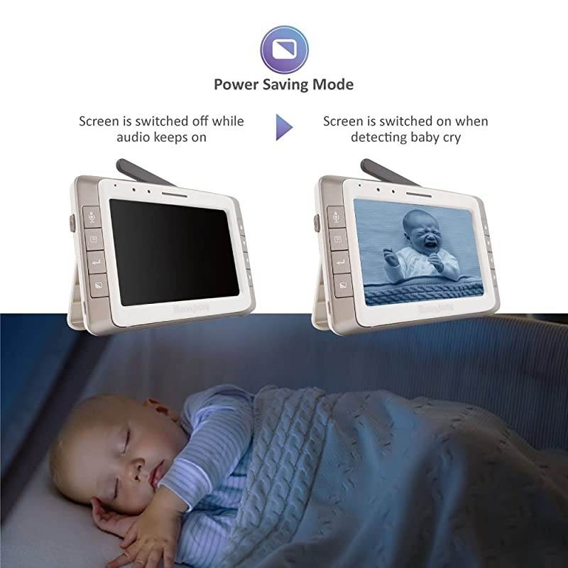 Trust 50 Video Baby Monitor with 5 Inches Large Screen Long Battery Life Long Range NonWiFi Auto Night Vision Talk Back Auto Scan Lullabies Power SavingVoice Activation and Zoom in