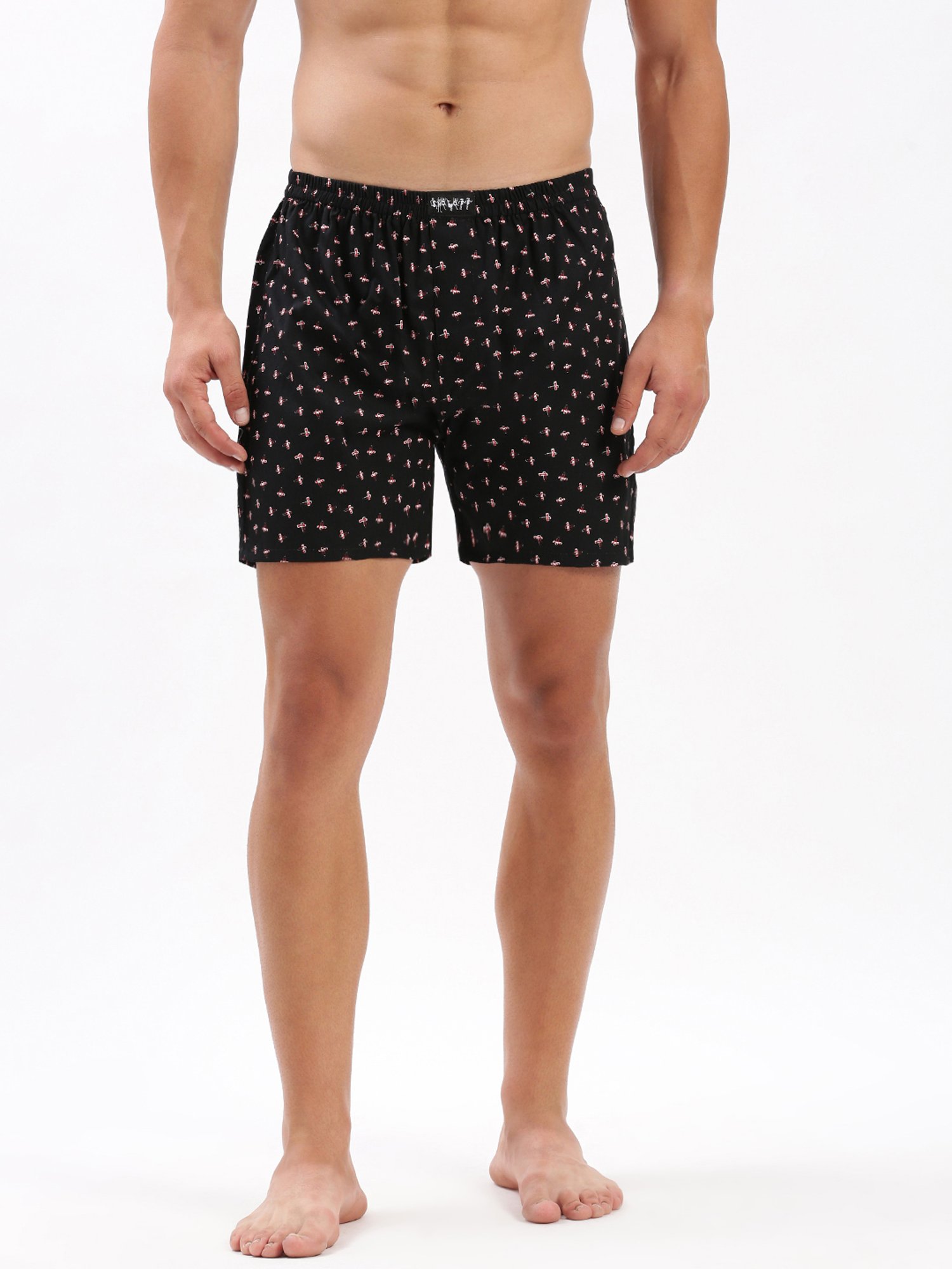 SHOWOFF Black Slim Fit Printed Cotton Boxers