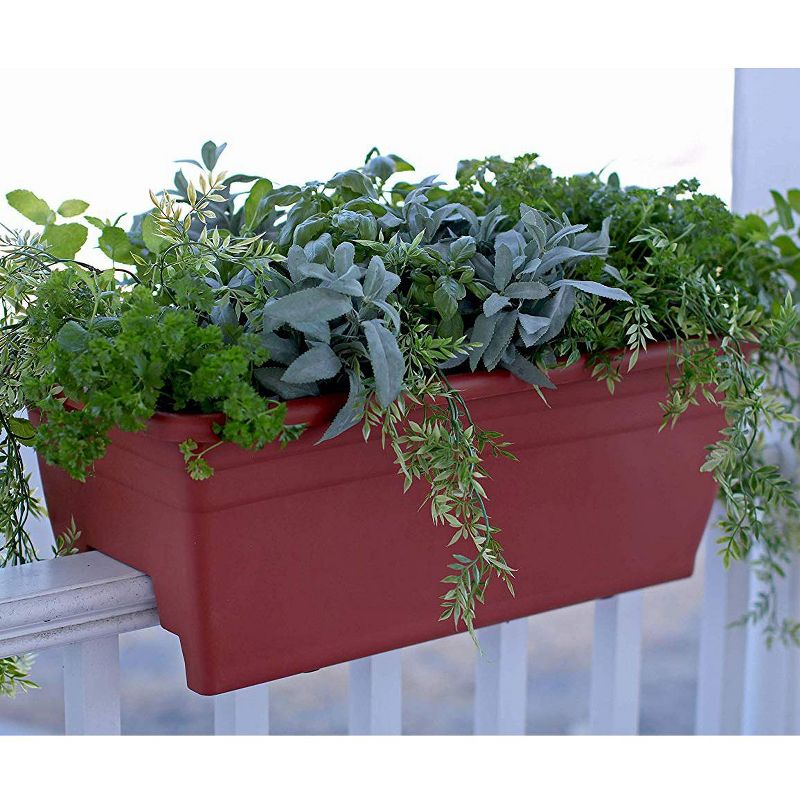 HC Companies SPX24DB0E2112-Inch Outdoor Durable Plastic Deck Planter Box for Flowers, Vegetables, and Succulents, Chocolate