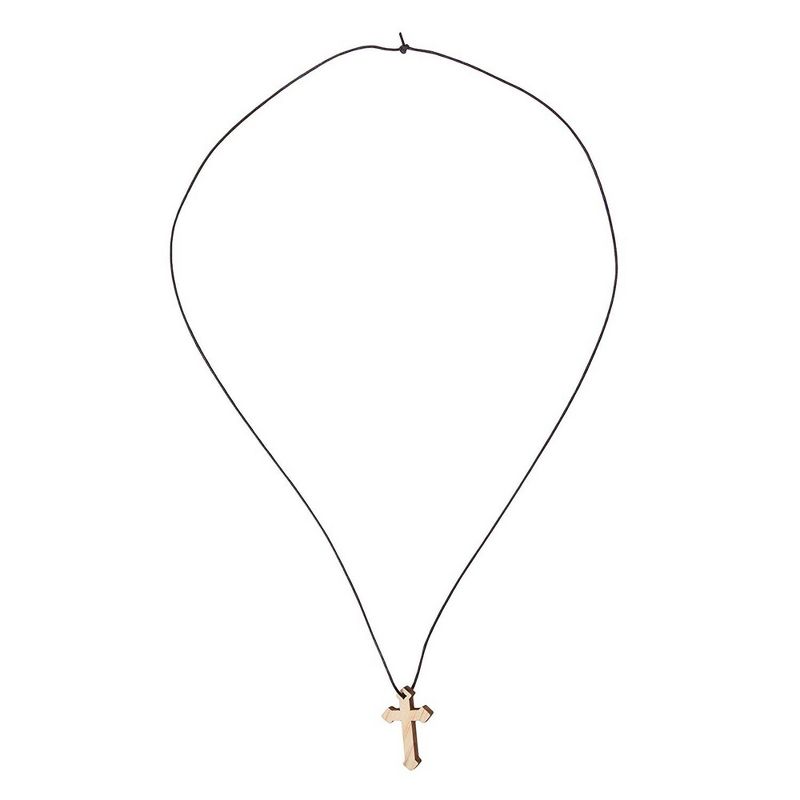 Genie Crafts 36-Pack Bulk Mini Wooden Cross Pendant Necklaces for Gifts, Arts and Crafts, 1.37 x 0.8 x 0.2 In