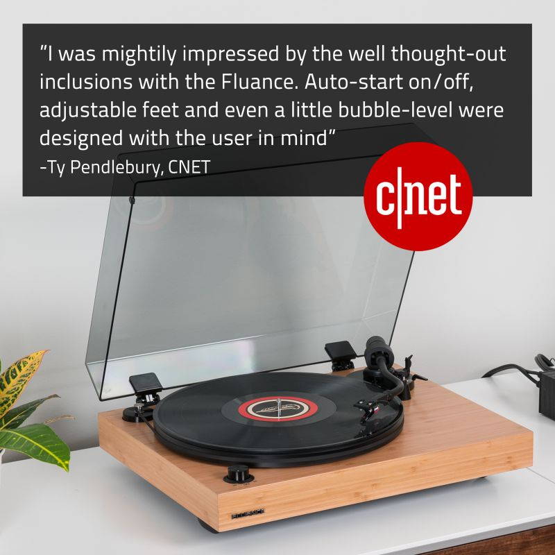 Fluance RT82 Reference High Fidelity Vinyl Turntable Record Player with Ortofon OM10 Cartridge, Speed Control Motor, Solid Wood Plinth, Vibration Isolation Feet - Bamboo