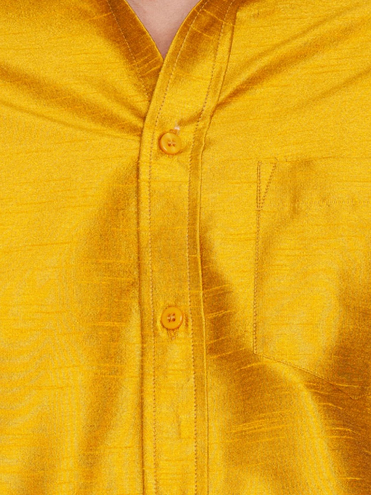 VASTRAMAY Mustard Straight Fit Self Pattern Shirt