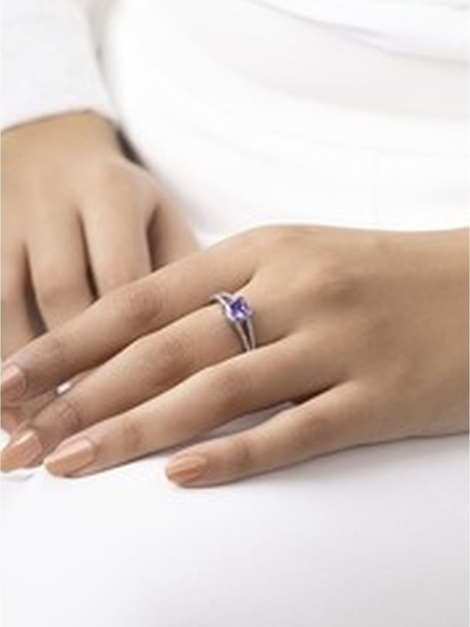 March by FableStreet 92.5 Sterling Silver Classic Amethyst Ring for Women