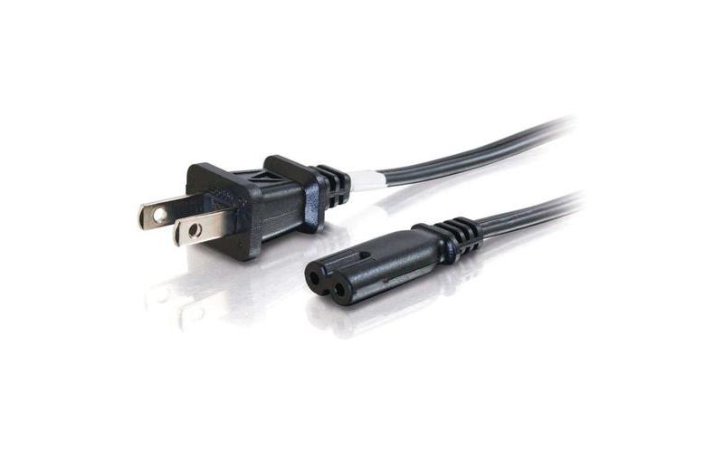 C2G 6ft 18 AWG 2-Slot Non-Polarized Power Cord (NEMA 1-15P to IEC320C7) - 6ft