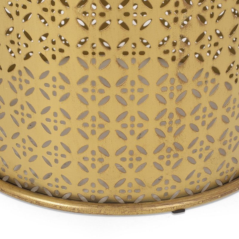 Noxon Boho Lace Cut Iron Side Table Gold Brushed Brown - Christopher Knight Home