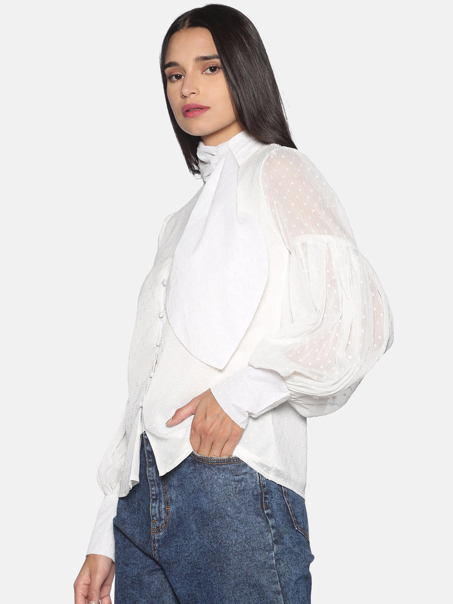 ISU White Self Print Shirt