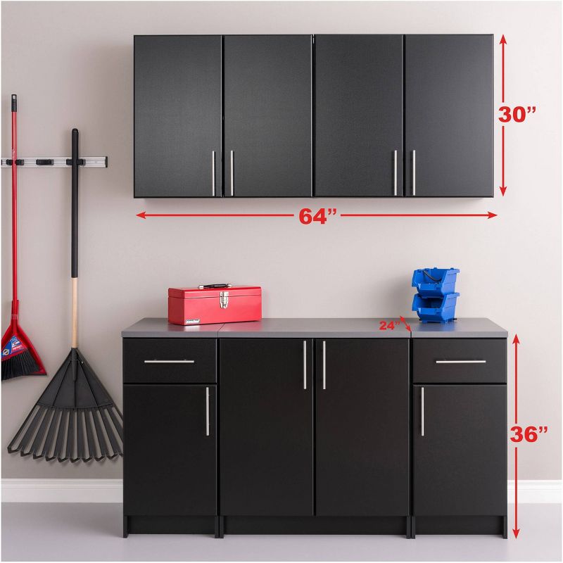 64" Elite with 5 Storage Cabinet Set Black - Prepac