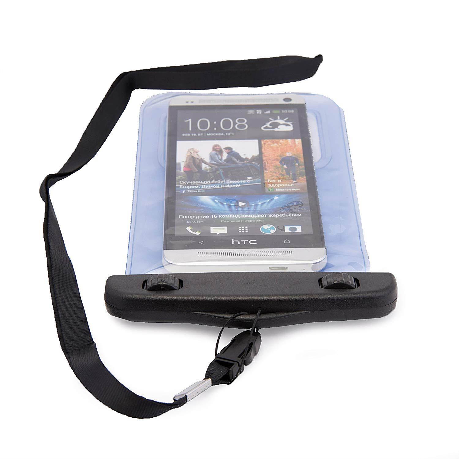 SumacLife Waterproof Pouch with Removable Wristlet for iPhone, S6, M9, Xperia Z3, Moto, Lumia, Fire, Nexus - Retail Packaging - Blue