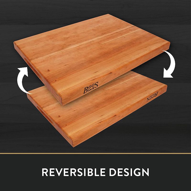 John Boos 20 Inch Wide 1.5 Inch Thick Reversible Cutting Board Block with Two Sided Hand Grips , 20 x 15 x 1.5 Inches, Cherry Wood